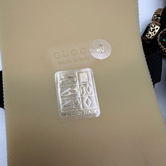 GUCCI Emerald Crystal Embellished Espadrilles Sandals EU 40 US 10 Green Black - Picture 11 of 13